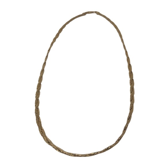 Jewelry - Vintage 24KGP Gold Plated Braided Twisted Rope Chain Necklace 23 Inch Minimalist